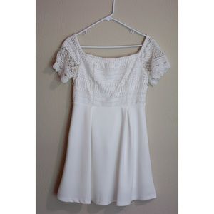 White Off-the-Shoulder Eyelet Dress